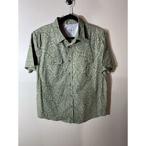 Eddie Bauer Fishing Shirt Men's Large Green Outdoor Hiking Button Up